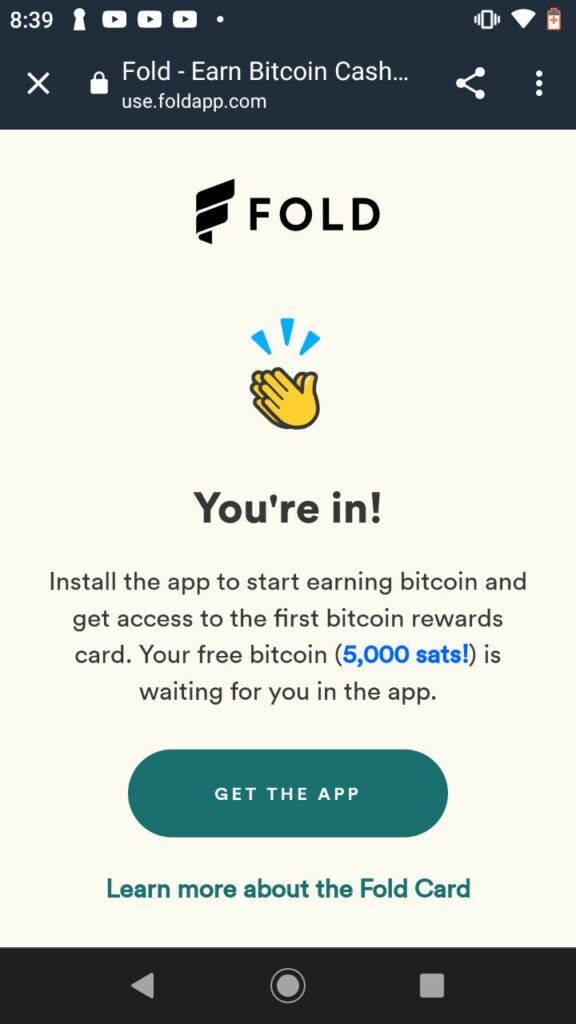You're in! - Fold App