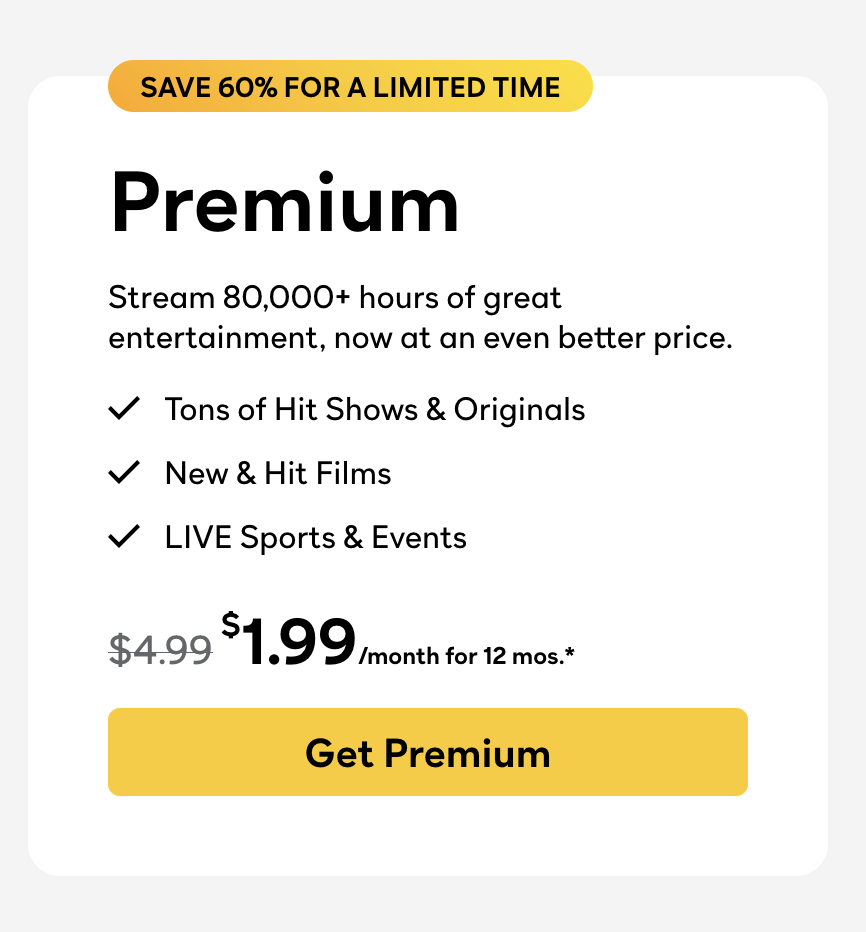 Peacock Premium TV Deal: $1.99 per month